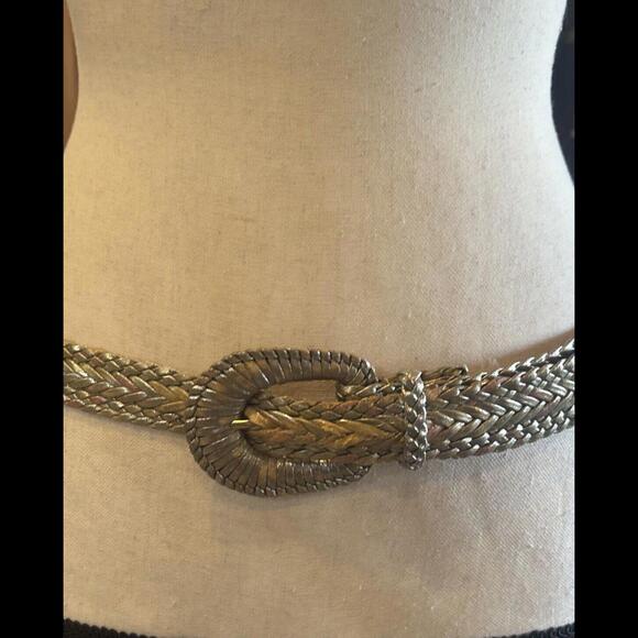 👠🥋Gold  Braided 1” Wide Belt 41” Long Sz M/L - Picture 1 of 5